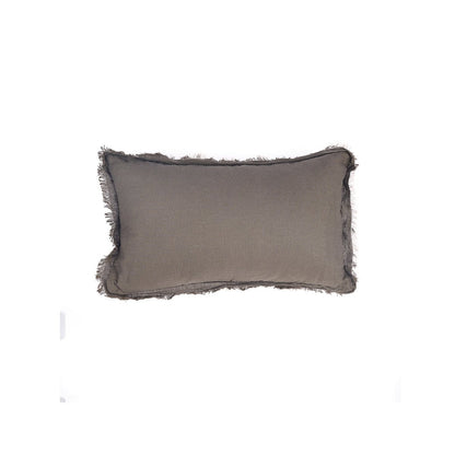 Kissenbezug aus Leinen in Grau mit Fransen, 30 × 50 cm | VIA X SELECTION