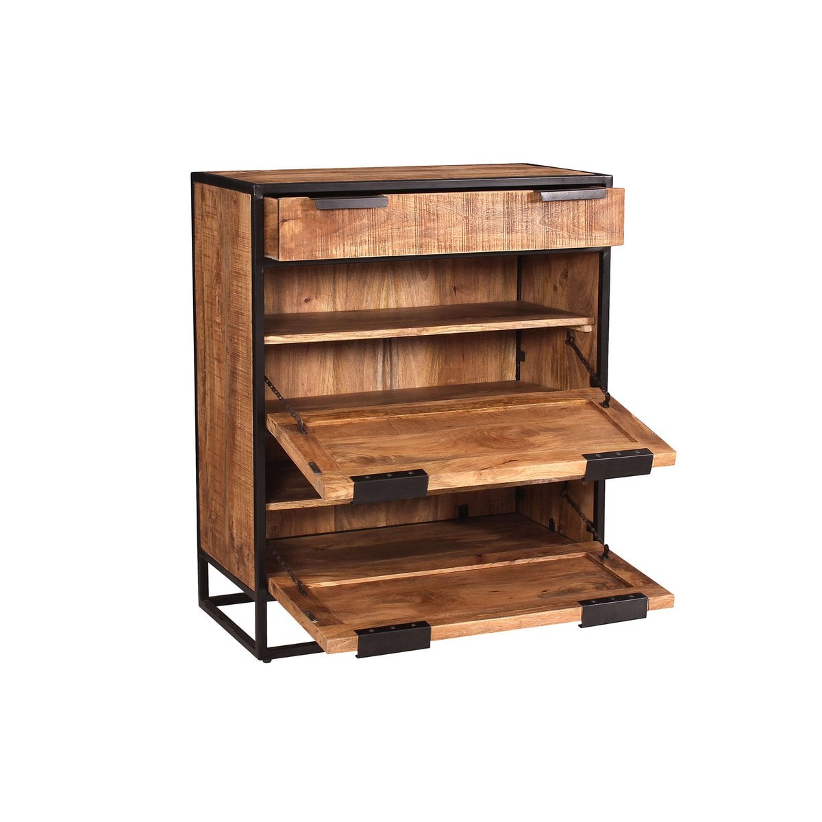 Schuhschrank aus Mangoholz mit Schublade, 40 × 80 × 96 cm | VIA X SELECTION
