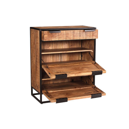 Schuhschrank aus Mangoholz mit Schublade, 40 × 80 × 96 cm | VIA X SELECTION