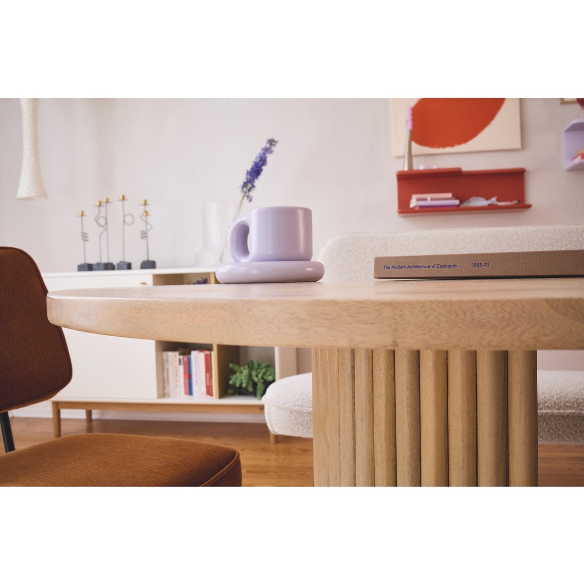 TOM TAILOR Home runder Esstisch Mangoholz gerippter Mittelfuß 120 cm | VIA X SELECTION
