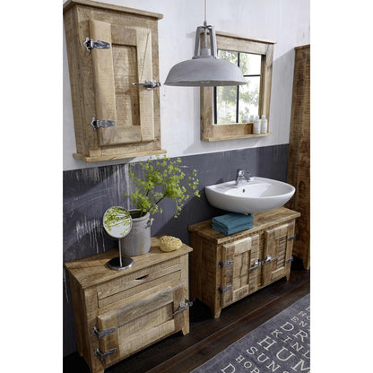 Wandspiegel aus Mangoholz mit Ablage, 70 × 69 cm | VIA X SELECTION