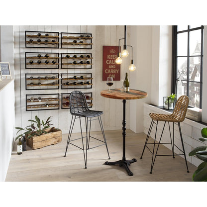 Barhocker aus Rattan schwarz mit Rückenlehne | VIA X SELECTION