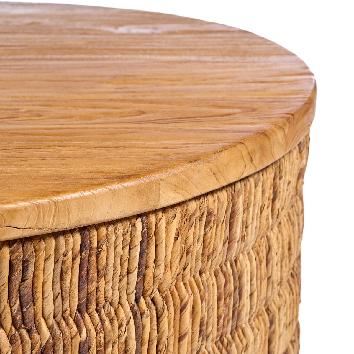 Runder Couchtisch aus Teakholz mit Abaca, Ø, 80 × 38 cm | VIA X SELECTION