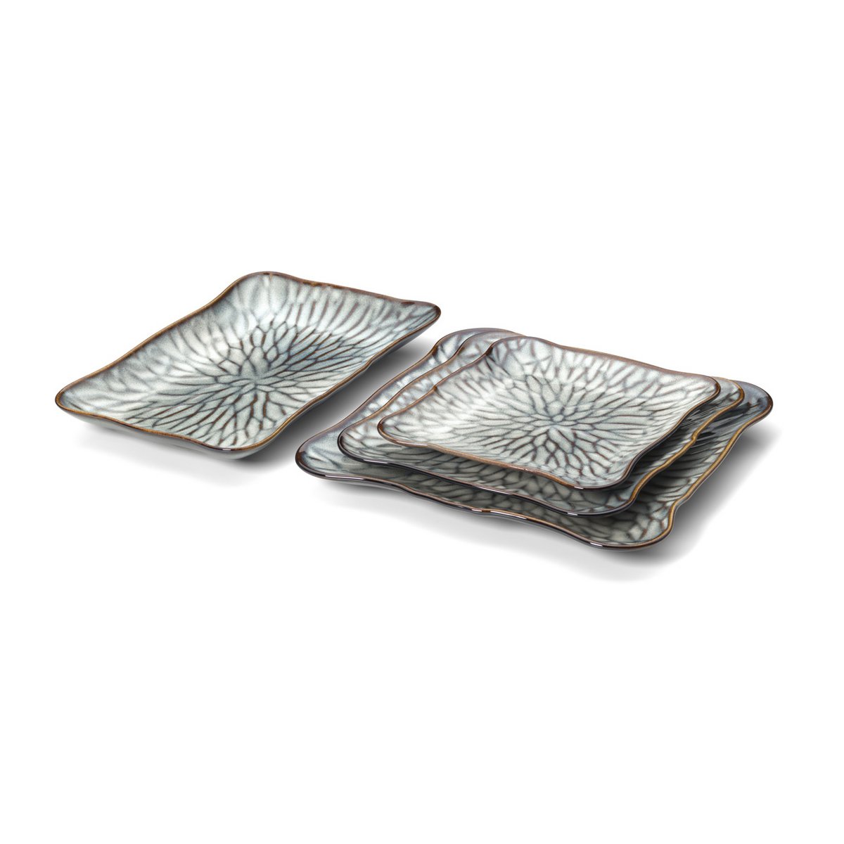 Rechteckiger Keramikteller in Grau-Braun 30,5 cm | VIA X SELECTION