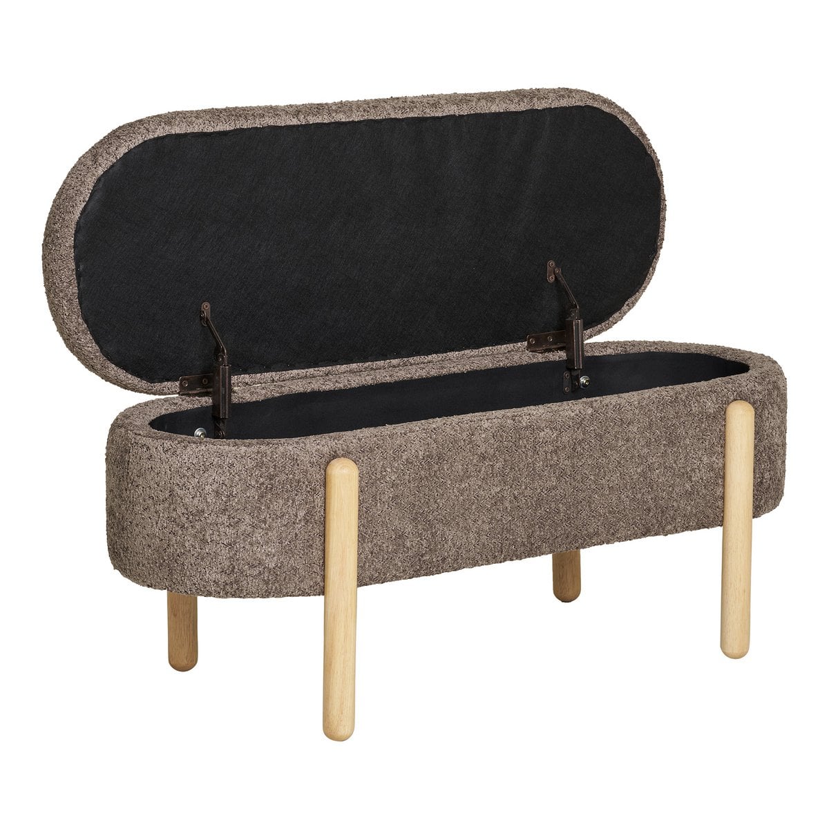 Sitzbank aus Stoff braun 98 cm mit Holzgestell | VIA X SELECTION