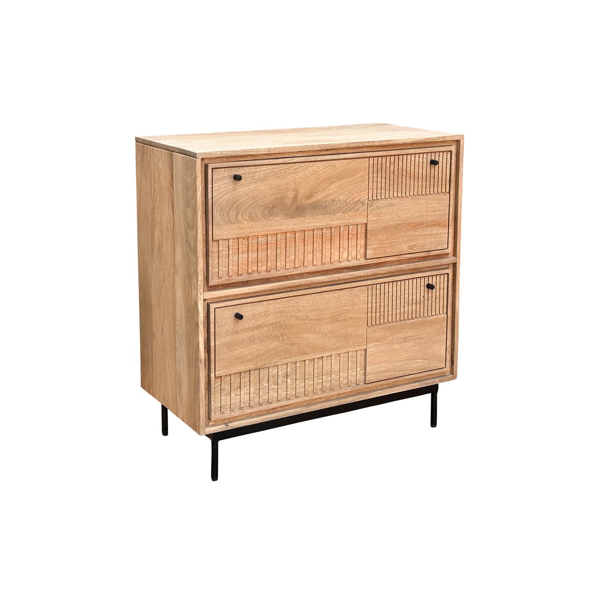 Schuhschrank aus Mangoholz mit Lamellenfront, 40 × 85 × 90 cm | VIA X SELECTION
