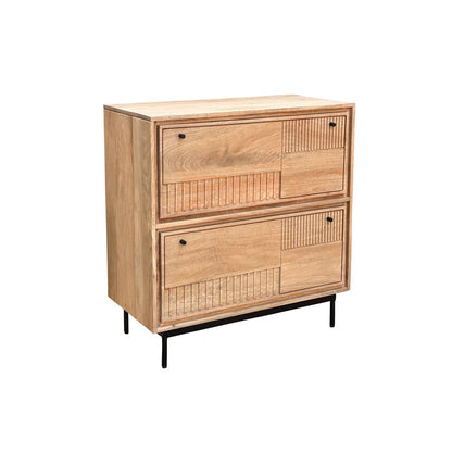 Schuhschrank aus Mangoholz mit Lamellenfront, 40 × 85 × 90 cm | VIA X SELECTION