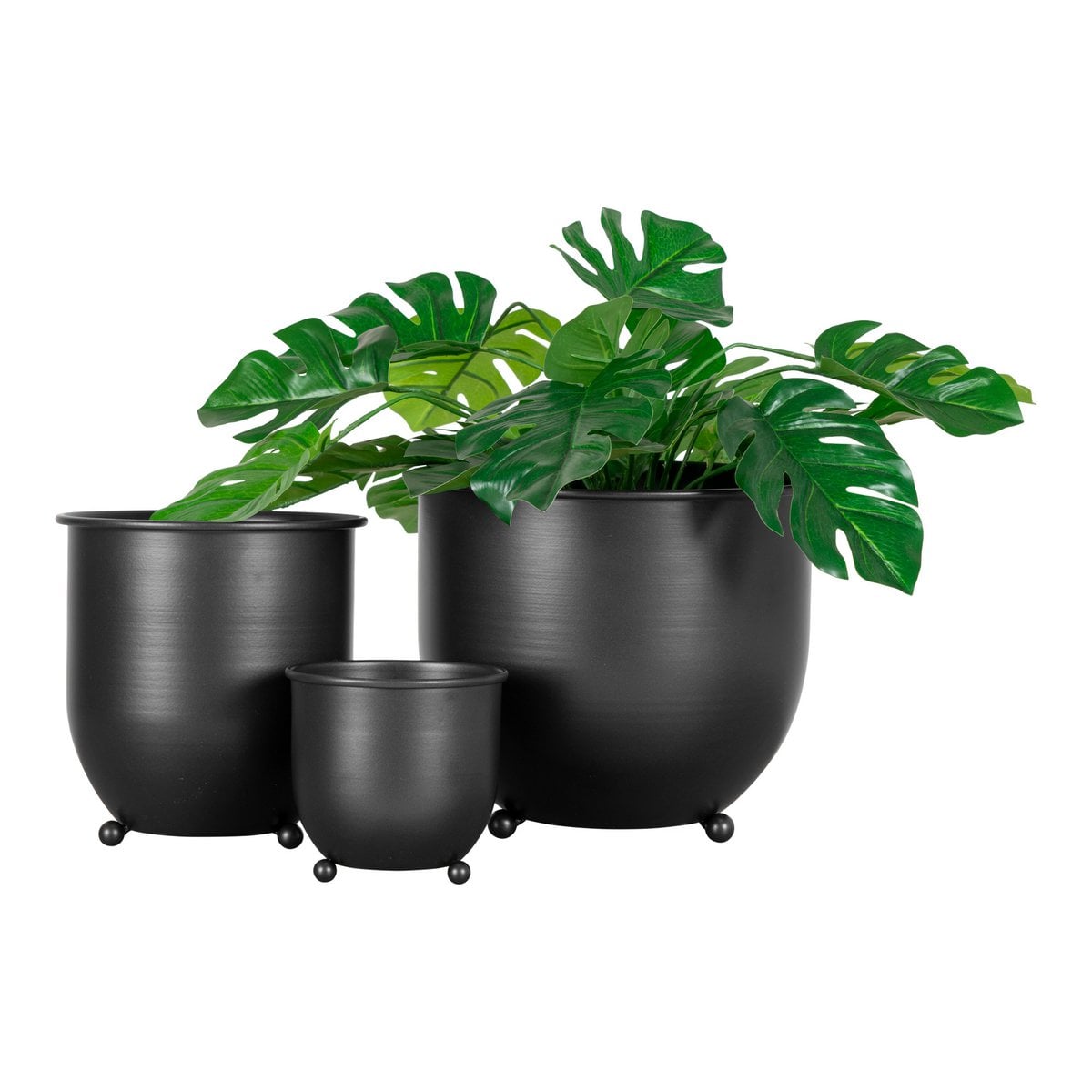 Blumentopf-Set aus Metall, Schwarz, 3-teilig | VIA X SELECTION