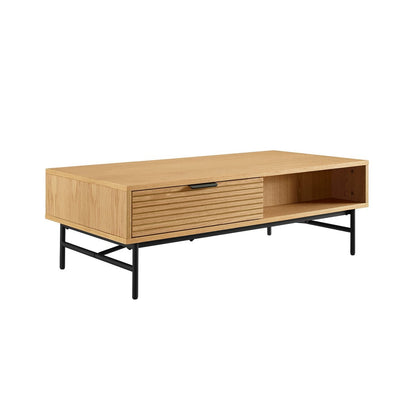 Couchtisch aus Eichenfurnier mit Schublade, 120 × 60 × 40 cm | VIA X SELECTION