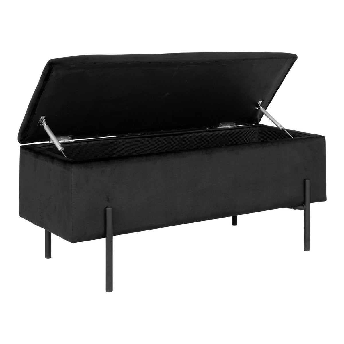 Sitzbank aus Samt schwarz 95 cm mit Stauraum | VIA X SELECTION