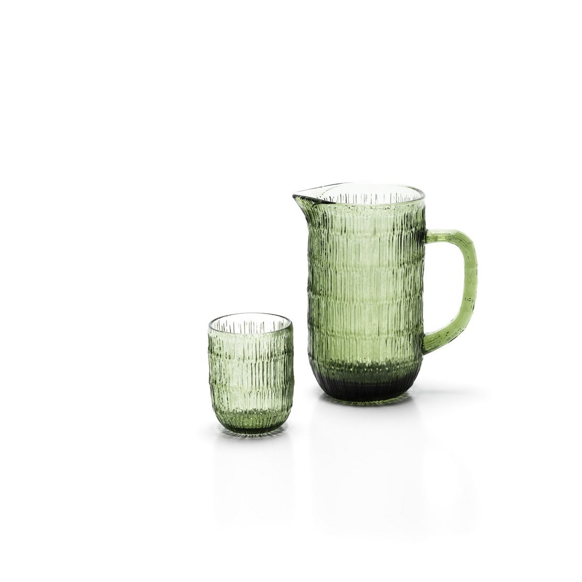 Krug aus grünem Rippglas 20,5 cm | VIA X SELECTION