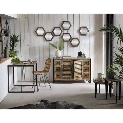 Esszimmerstuhl aus naturbelassenem Rattan mit schwarzem Metallgestell | VIA X SELECTION