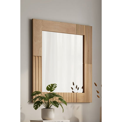 Wandspiegel mit Lamellenrahmen aus Mangoholz, 68 × 79 cm | VIA X SELECTION