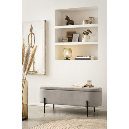 Bettbank aus Cord hellgrau 110 cm mit Stauraum | VIA X SELECTION