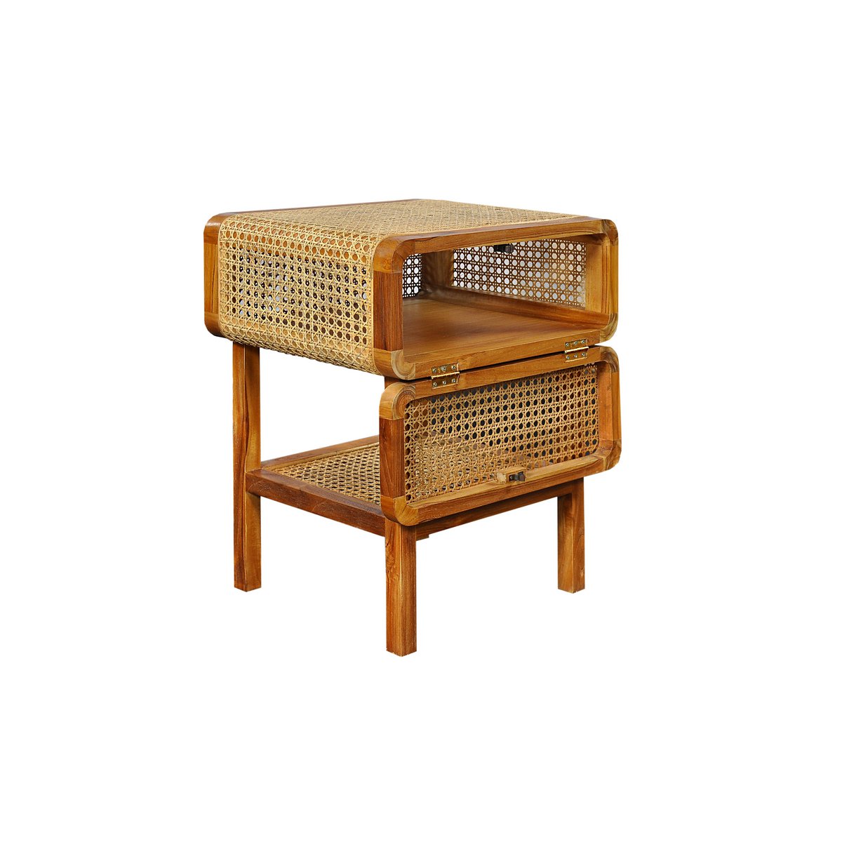 Nachttisch aus recyceltem Teak mit Wiener Geflecht, 45 × 48 × 60 cm | VIA X SELECTION