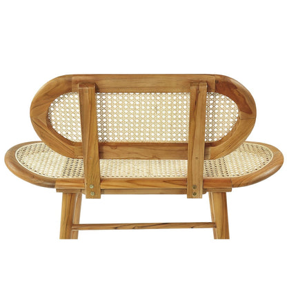 Sitzbank aus Rattan natur 95 cm mit Teakgestell | VIA X SELECTION
