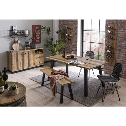 Wand-Weinregal aus Akazienholz und schwarzem Metall für 8 Flaschen, 16 × 33 × 148 cm | VIA X SELECTION