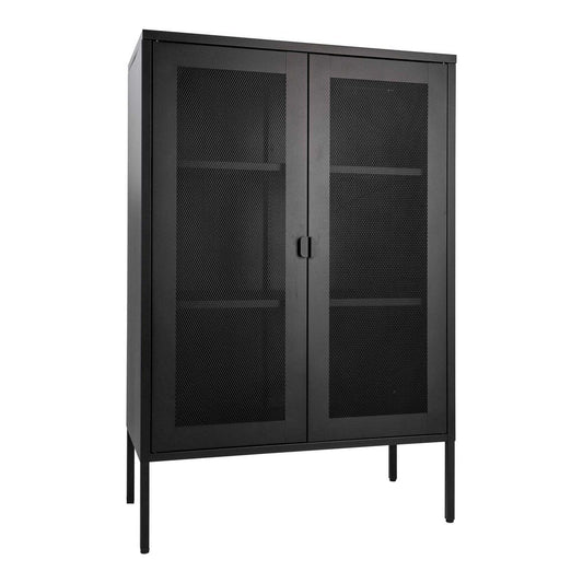 Vitrinenschrank aus schwarzem Stahl mit Gittertüren, 80 × 40 × 120 cm | VIA X SELECTION