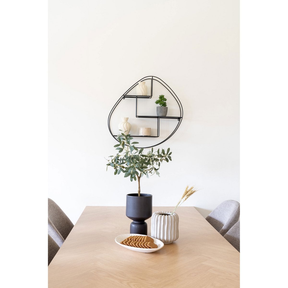 Wandregal mit 3 Ablagen schwarz, 60 × 12 × 60 cm | VIA X SELECTION