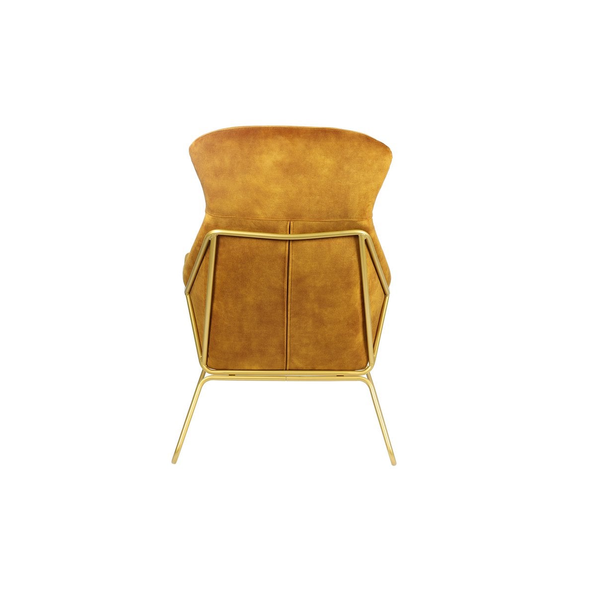 Relaxsessel aus Velours gold mit messingfarbenem Gestell | VIA X SELECTION