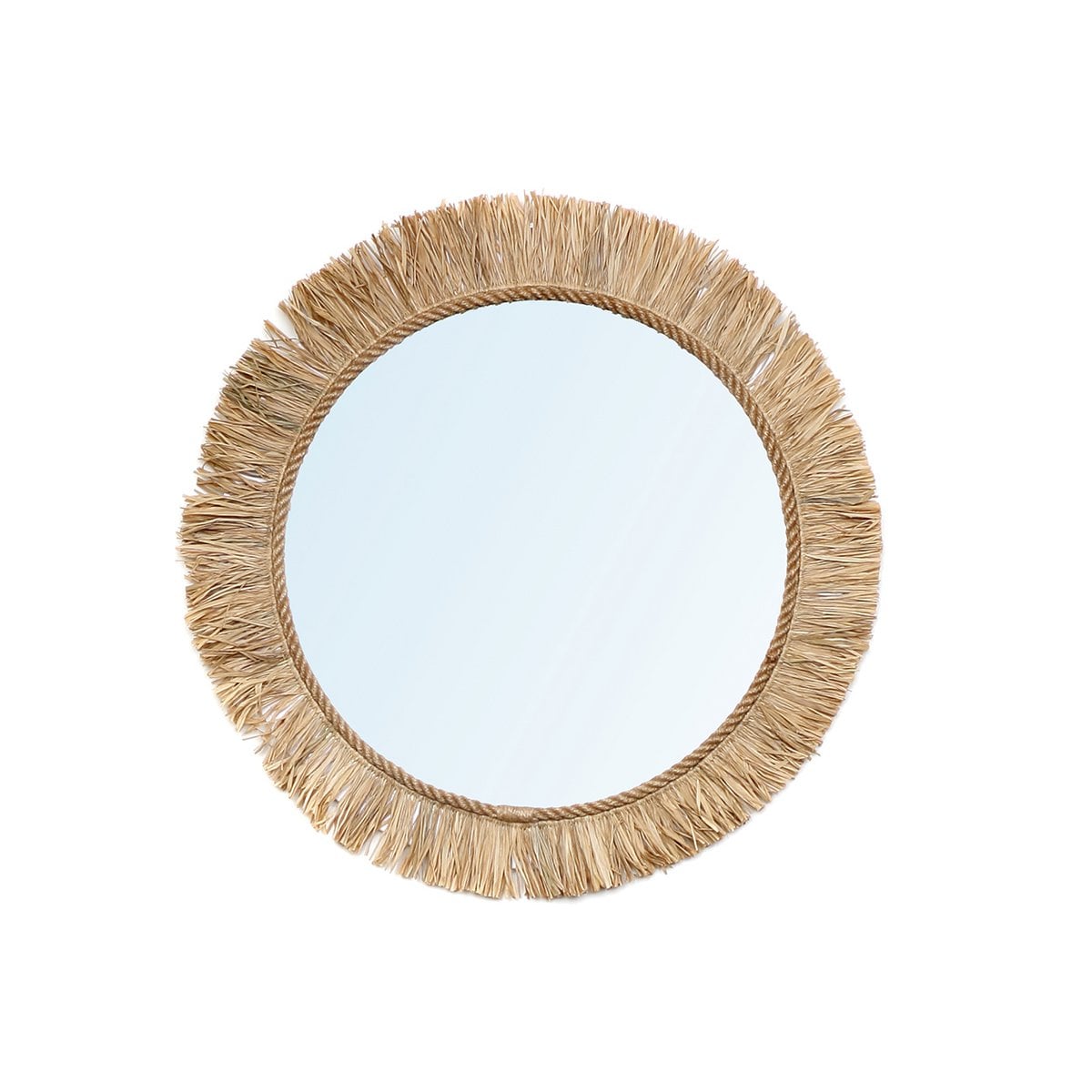 Runder Wandspiegel mit Raffia-Rahmen natur 60 cm | VIA X SELECTION