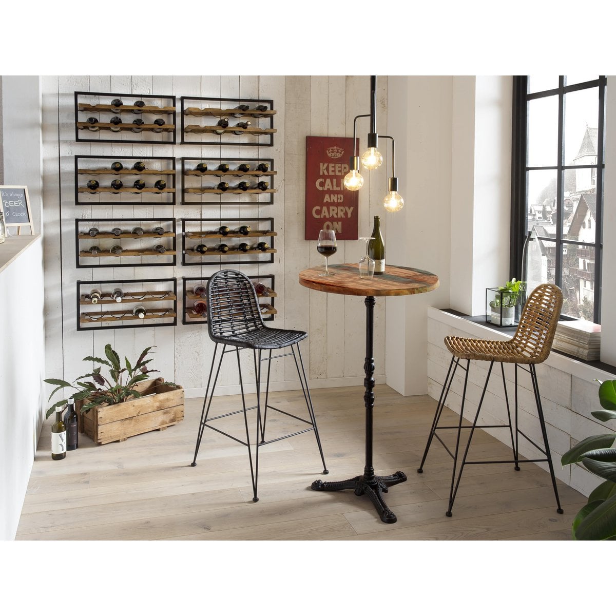 Barhocker aus Rattan natur mit Rückenlehne | VIA X SELECTION