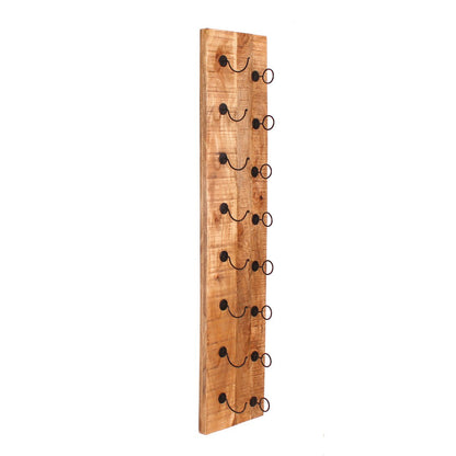 Wand-Weinregal aus Mangoholz und schwarzem Metall für 8 Flaschen, 16 × 33 × 148 cm | VIA X SELECTION