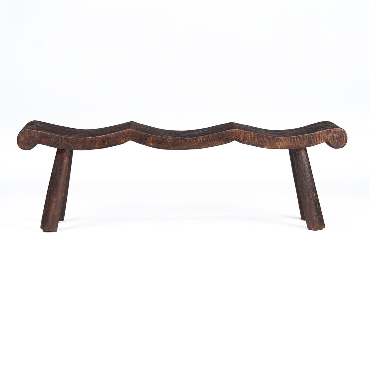 Sitzbank aus Mangoholz dunkelbraun 150 cm mit Wellenform | VIA X SELECTION