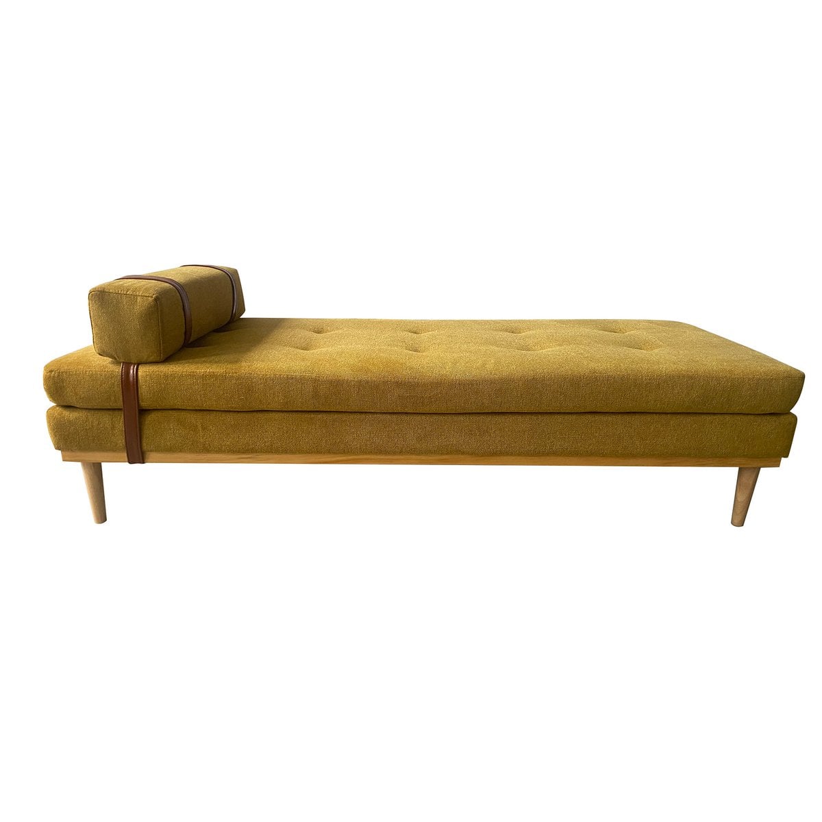Daybed aus gelbem Strukturstoff mit Nackenrolle | VIA X SELECTION