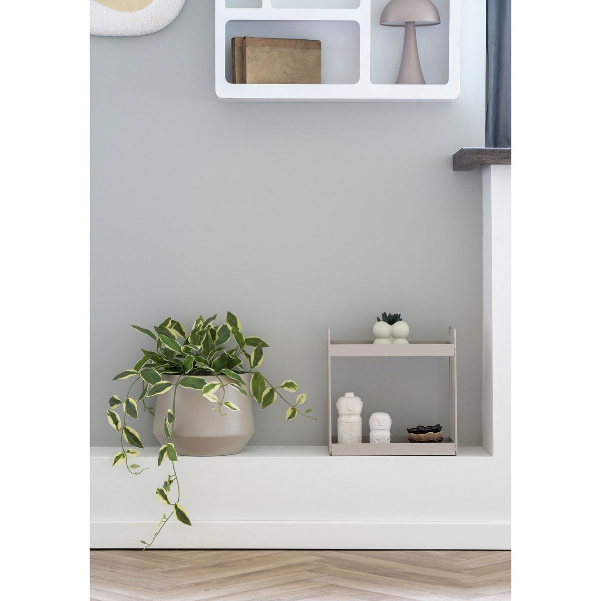 Kleines Regal mit 2 Ebenen beige, 30 × 15 × 31 cm | VIA X SELECTION