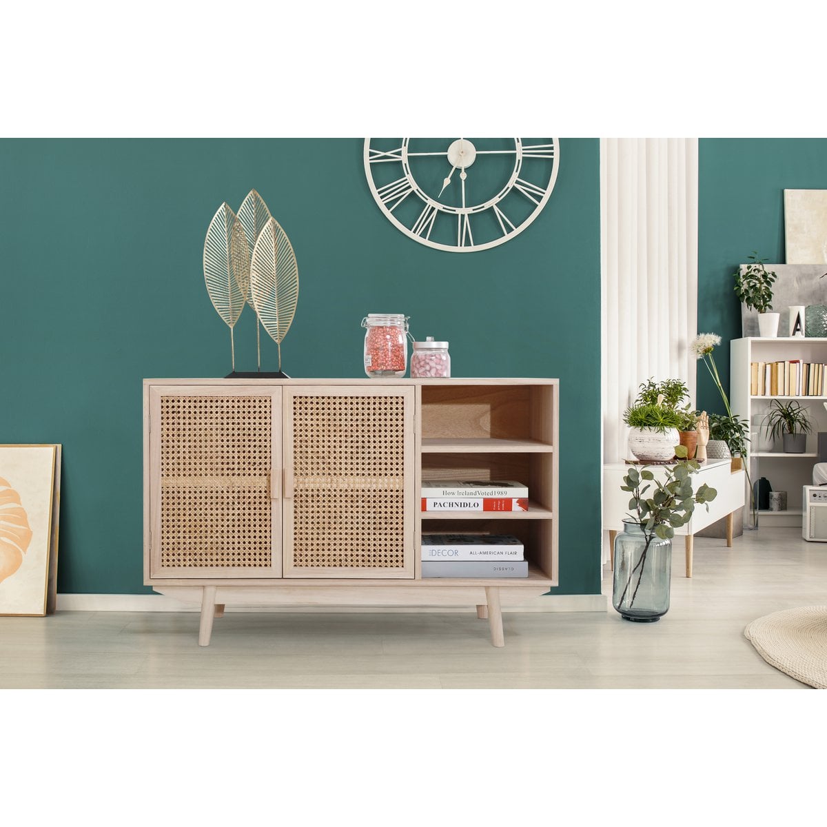 Sideboard mit Rattanfront, 36 × 100 × 65 cm | VIA X SELECTION