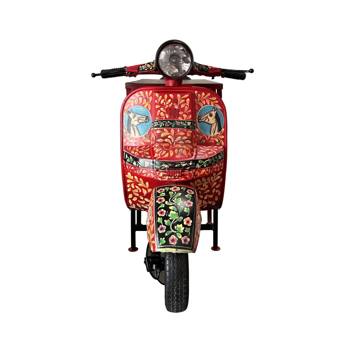 Bartisch aus recyceltem Scooter rot, 170 × 65 × 105 cm | VIA X SELECTION