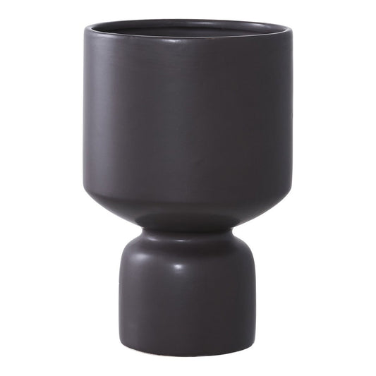 Blumentopf aus Keramik, Schwarz, 15 × 15 × 23,5 cm | VIA X SELECTION
