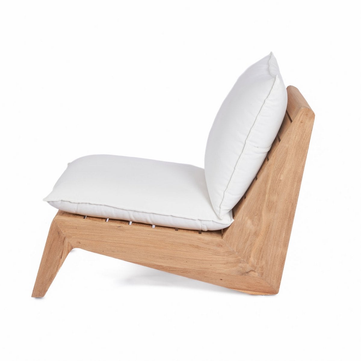 Loungesessel aus recyceltem Teakholz in Naturweiß mit geneigter Lehne | VIA X SELECTION