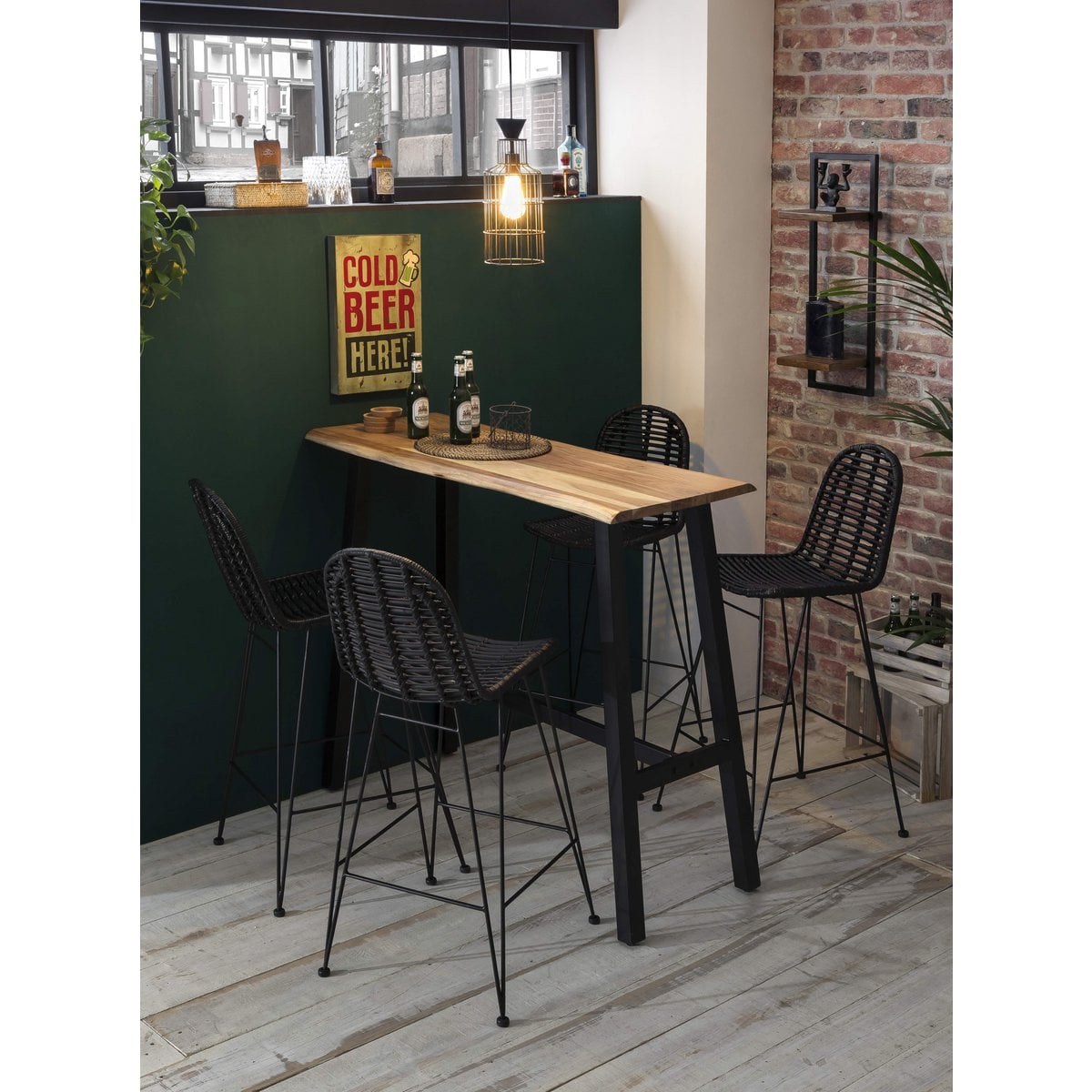 Barhocker aus Rattan schwarz mit Rückenlehne | VIA X SELECTION