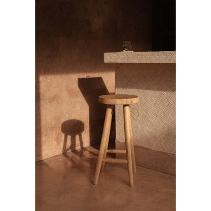 Barhocker aus massivem Teakholz in Natur | VIA X SELECTION