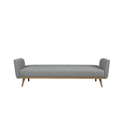 Schlafsofa in hellgrauem Feinstrukturstoff mit Holzgestell | VIA X SELECTION