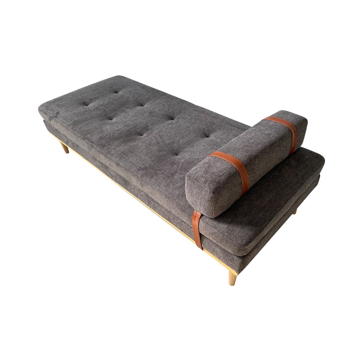 Daybed aus anthrazitfarbenem Strukturstoff mit Nackenrolle | VIA X SELECTION