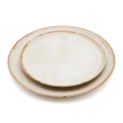 Speiseteller aus Steinzeug in Weiß mit Goldton, Ø 28 cm | VIA X SELECTION
