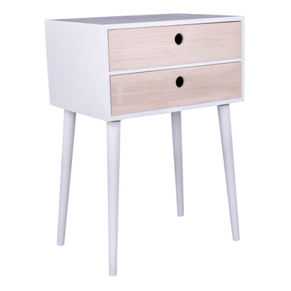 Nachttisch weiß-natur mit zwei Schubladen 32 × 45 × 65,5 cm | VIA X SELECTION