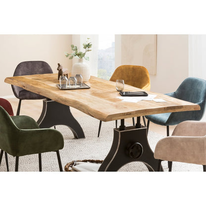 Esstisch Mangoholz A-Gestell mit Kurbelrad, 160 × 90 cm | VIA X SELECTION