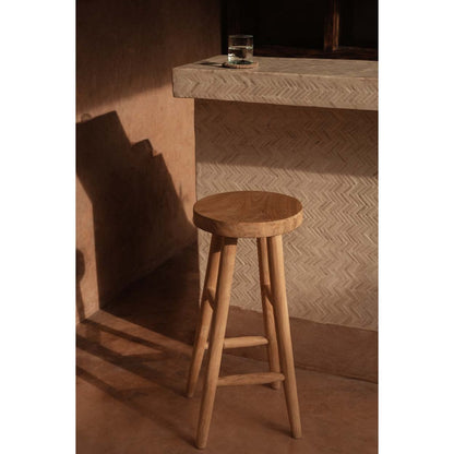 Barhocker aus massivem Teakholz in Natur | VIA X SELECTION