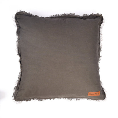 Kissenbezug aus Leinen in Grau mit Fransen, 50 × 50 cm | VIA X SELECTION