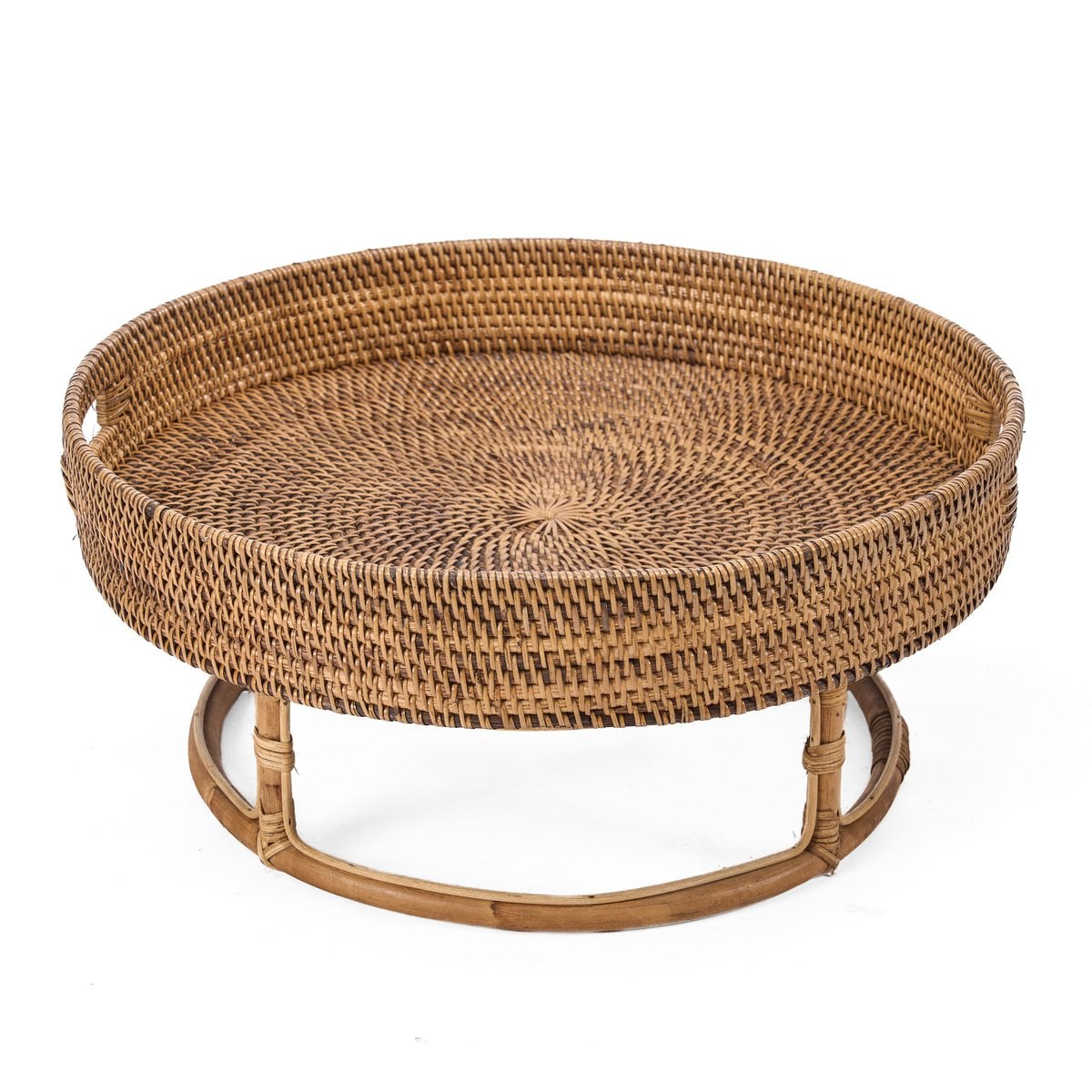 Rundes Rattan-Tablett in Naturbraun, Ø 50 cm | VIA X SELECTION