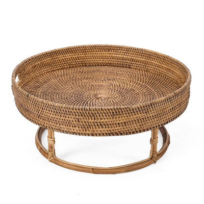 Rundes Rattan-Tablett in Naturbraun, Ø 50 cm | VIA X SELECTION