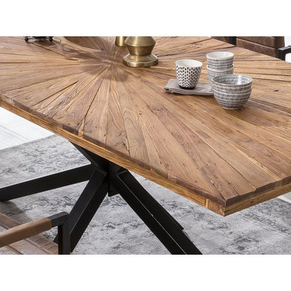Esstisch Teakholz schwarzes Metallgestell, 160 × 90 cm | VIA X SELECTION