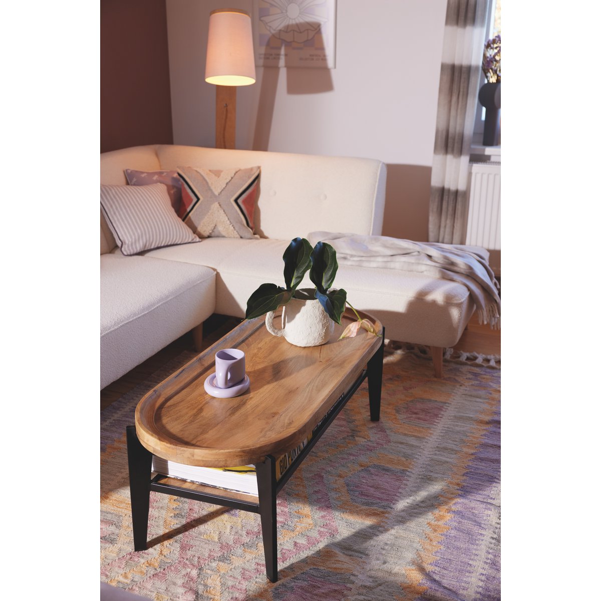 TOM TAILOR Home Couchtisch aus Mangoholz mit Tablett und Ablage, 50 × 120 × 40 cm | VIA X SELECTION