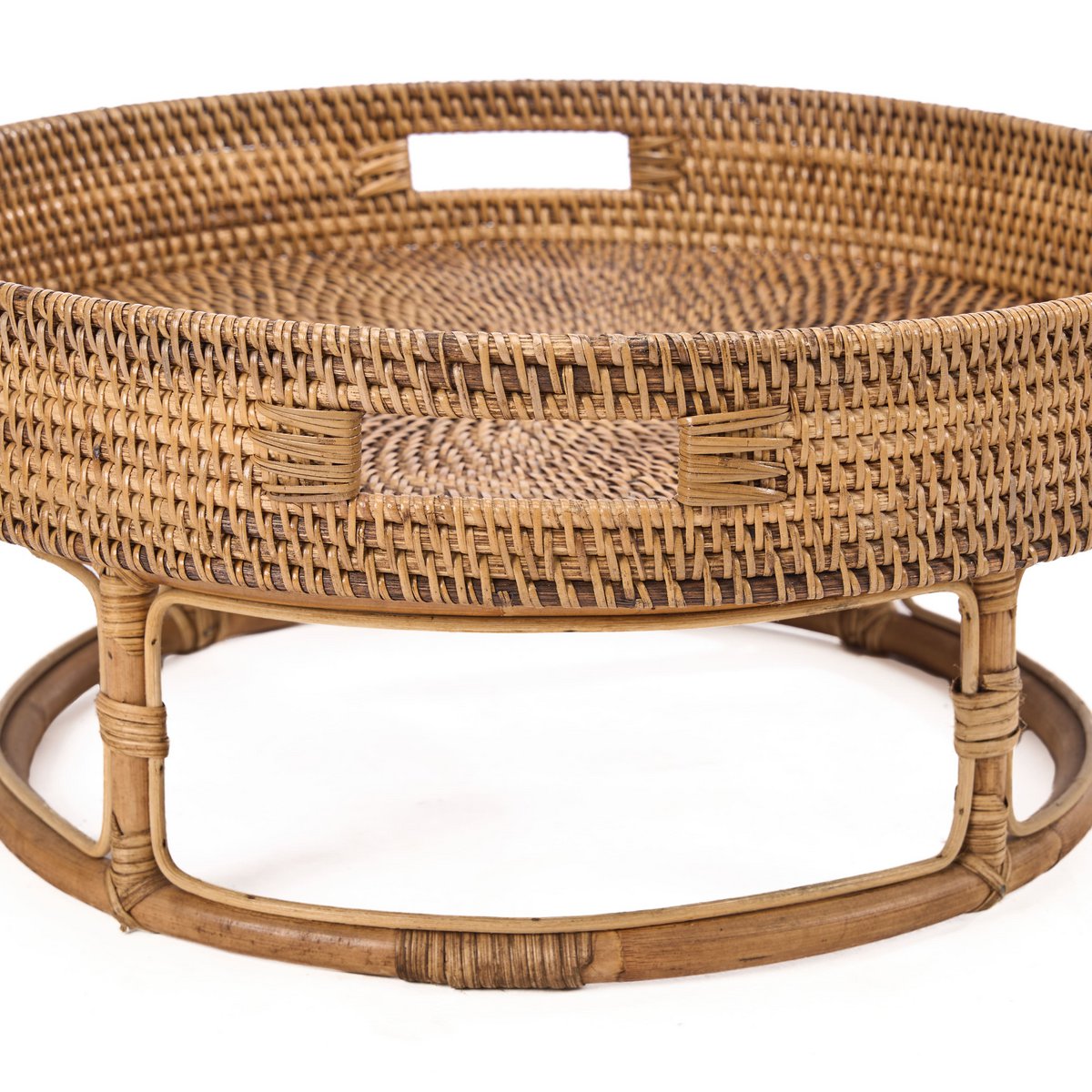 Rundes Rattan-Tablett in Naturbraun, Ø 50 cm | VIA X SELECTION