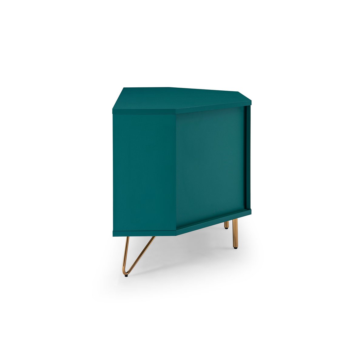 TV-Ecklowboard in Blau mit goldfarbenen Metallbeinen, 100 × 50 × 58 cm | VIA X SELECTION