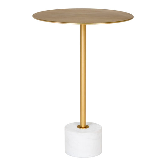 Hoher Beistelltisch aus Marmor und Messing, Ø, 41 × 58 cm | VIA X SELECTION